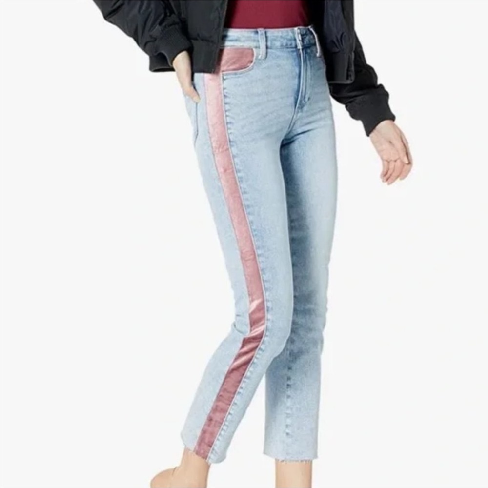 PAIGE CINDY Mauve Velour Stripe High Waisted Size 23